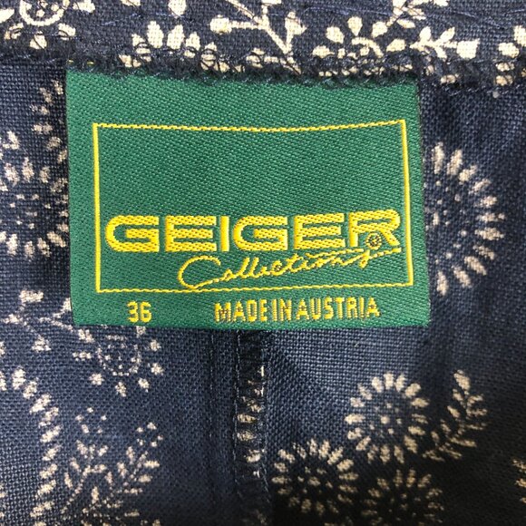 Geiger Collections Austria Women's Linen Jacket 36 Floral Etched Metal Buttons - Picture 2 of 8